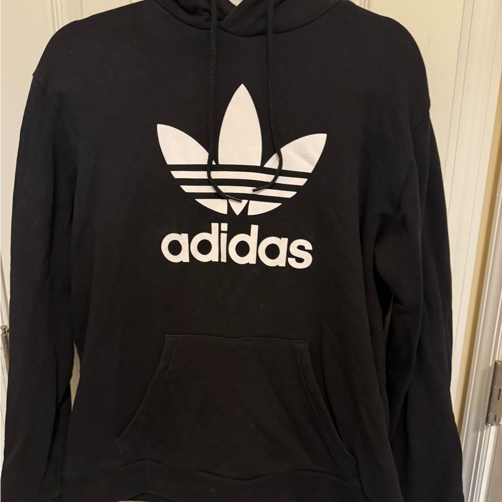 Adidas Men’s Black Hoodie with White Logo